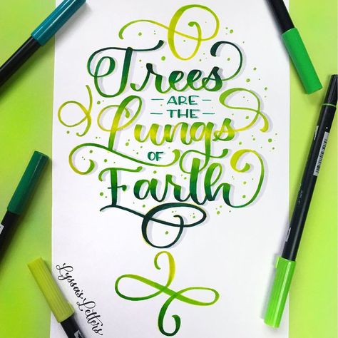 Trees Are The Lungs Of The Earth, Ribbon Calligraphy, Slogan Designs, Colorful Calligraphy, Quote Drawings, Handwriting Inspiration, Couples List, Slogan Writing, Slogan Ideas