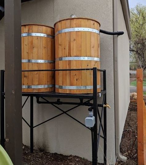 Outdoor Bathhouse, Decorative Rain Barrels, Rain Collection System, Rainwater Cistern, Rain Barrel Stand, Rain Barrel System, Rain Harvesting, Rainwater Collection, Barrel Projects