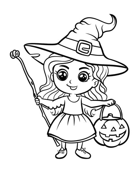 Free Witch Coloring Pages For Kids Witch Clipart Black And White, Witch Coloring Pages Free Printable, Witch Coloring Pages For Kids, Witch Coloring Page, Spider Template, Halloween Dibujos, Free Halloween Coloring Pages, Cartoon Witch, Dinosaur Halloween