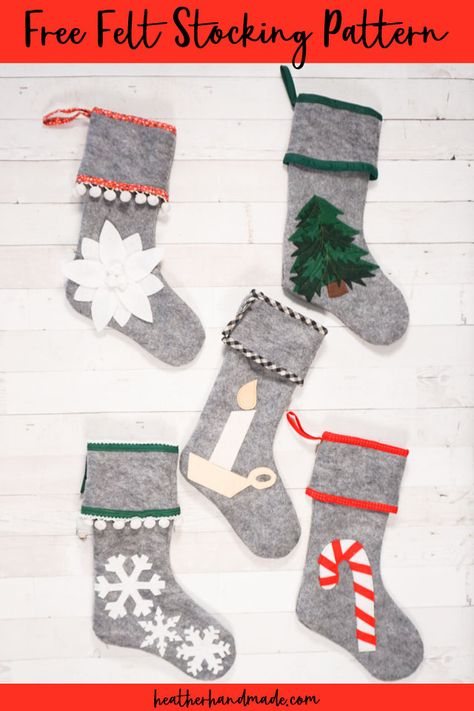 DIY Felt Stocking with a Free Sewing Pattern • Heather Handmade Fair Isle Quilt, Christmas Stocking Sewing Pattern, Stocking Sewing Pattern, Christmas Stocking Sewing, Stocking Sewing, Diy Felt Christmas, Advanced Sewing Projects, Christmas Stockings Sewing, Felt Christmas Stockings