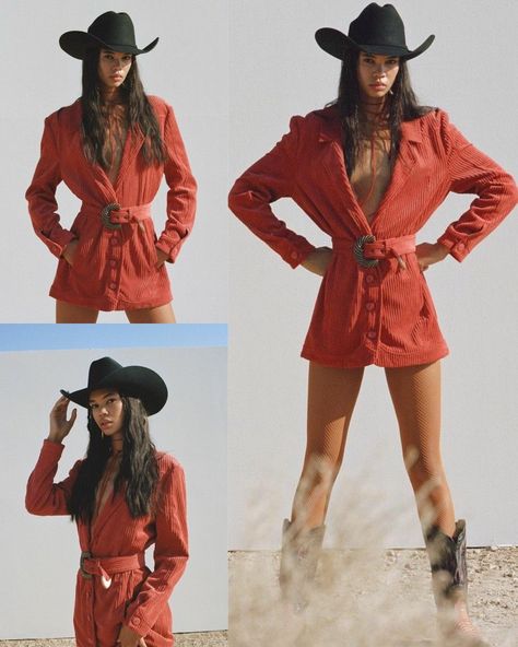 Texas Party Outfit, High Fashion Cowgirl, Red Cowboy Hat Outfit, Norteñas Outfit Women, Elevated Cowboy, Western Fashion Editorial, Western Editorial, Western Shoot, Gothic Western