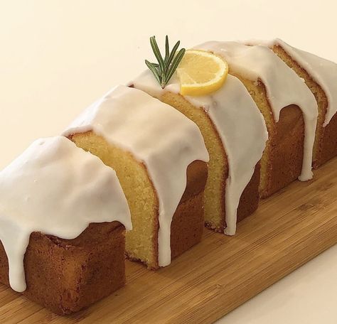 Delicious Desserts Aesthetic, Lemon Loaf Aesthetic, Loaf Cake Aesthetic, Pretty Baked Goods, Lemon Cake Aesthetic, Lemon Pound Cake With Glaze, Iced Lemon Loaf, Glaze Frosting, Vanilla Pound Cake