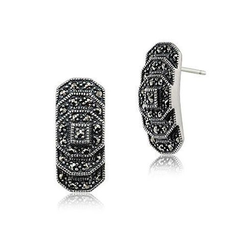 Gemondo Art Deco Earrings, 925 Sterling Silver 0.40ct Marcasite Art Deco Stepped Stud Earrings Deco Earrings, Estilo Art Deco, Art Deco Earrings, Earring Crafts, Deco Jewelry, Accessories Jewelry Earrings, Art Deco Jewelry, Art Deco Style, Deco Style