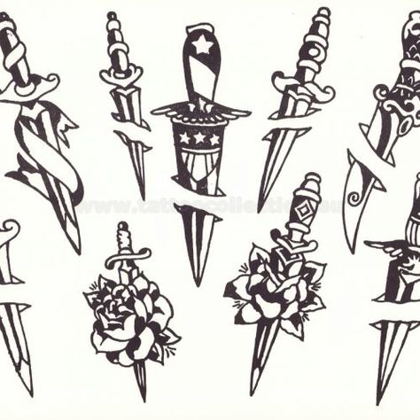 Production Flash – Tattoo Collection Sailor Mosko, Huck Spaulding, Knife And Rose Tattoo, Traditional Dagger Tattoo, 8 Tattoo, Traditional Tattoo Flash Art, Side Neck Tattoo, Tool Tattoo, Vintage Tattoo Design