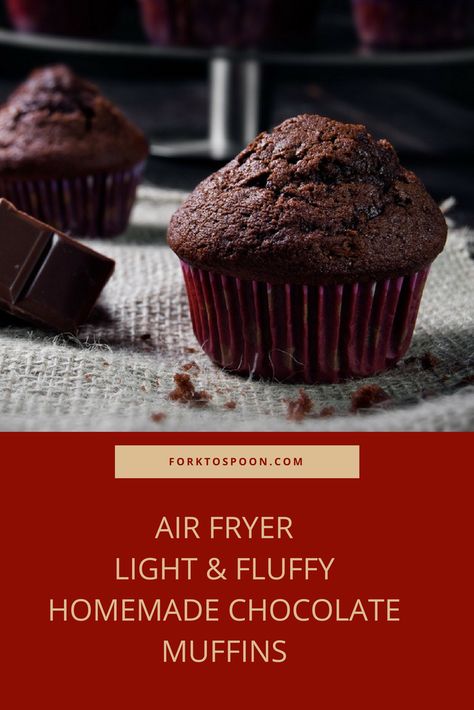 Air Fryer Muffins, Homemade Chocolate Muffins, Homemade Chocolate Chip Muffins, Air Fryer Cake Recipes, Air Fryer Cake, Air Fryer Dessert, Air Fryer Baking, Muffins Blueberry, Air Fryer Recipes Dessert