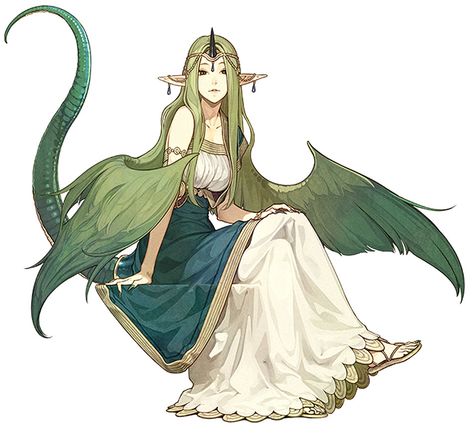 Fire Emblem Official Art, Fire Emblem Dragon, Hidari Art, Green Hair Character, Dragon Twins, Dragon Woman, Fire Character, Hair Wings, Dragon Tail