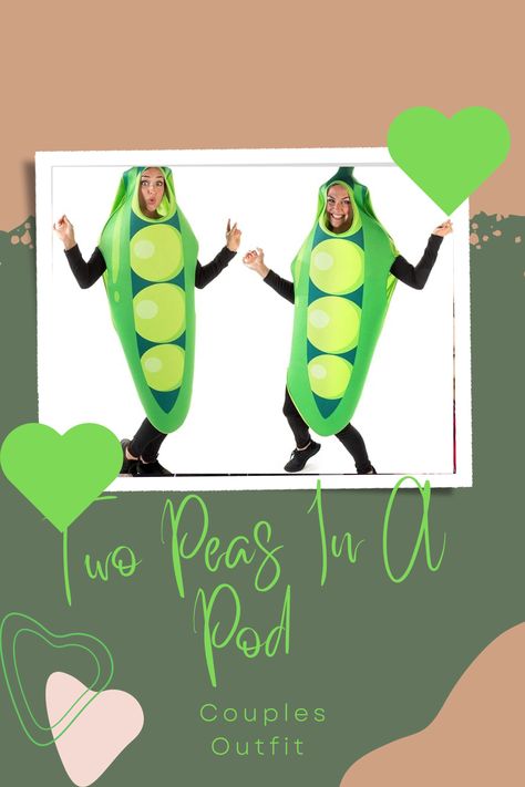 A cute little duo outfit for the two peas in a pod. Perfect couples outfit for Halloween, Party anything really. This pin contains an affiliate link Couples Costume | Couples Halloween| Couples Halloween outfit Insp | Couples Halloween Outfits Ideas| Two peas in a pod |couplecostumes | perfectcouple |food dressup | duo costumes Outfit For Halloween Party, Costume Couples, Halloween Couples, Two Peas In A Pod, Duo Costumes, Halloween Costumes For Women, Funny Fruit, Couples Costume, Couples Halloween Outfits