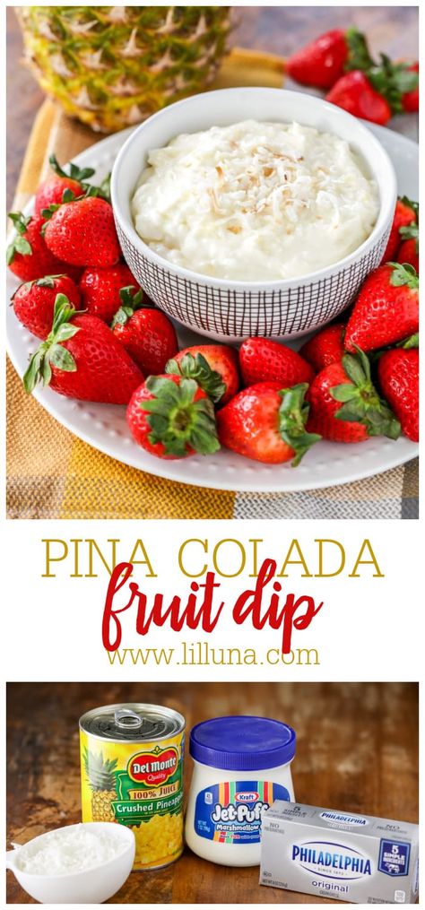 Coconut Fruit Dip, Pina Colada Dip, Cream Cheese Bean Dip, Bean Cheese Dip, Nutella Dip, Cream Cheese Fruit Dip, Fruit Dips, Dips Recipes, Pineapple And Coconut