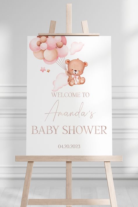 Barely Wait Baby Shower Theme Girl, We Can Bearly Wait Girl Theme, Bear Theme Baby Shower Girl, Baby Pink Baby Shower Ideas, Baby Girl Bear Shower Ideas, Baby Shower Girl Bear Theme, Baby Shower Pink Theme, Bear Themed Baby Shower Ideas Girl, Bearly Wait Baby Shower Ideas Girl