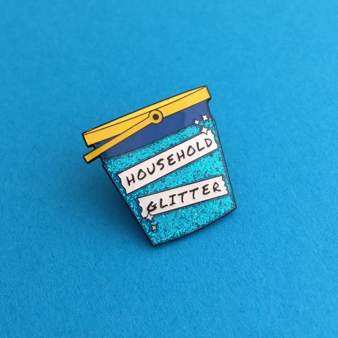 Household Glitter Bucket Enamel Pin Glitter Tights, Glitter Pin, Feminist Pins, Kimmy Schmidt, Unbreakable Kimmy Schmidt, Happy Jewelry, Enamel Pin Collection, Fairy Cakes, Glitter Wall