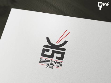 Unique & smart logo design for Saigon Kitchen, an Asian restaurant located… Your logo is an investment in your brand's future. Let's make sure it's worth every penny. Asian Food Logo Design, Asian Branding Design, Chinese Restaurant Logo Design, Asian Food Branding, Chinese Food Logo Design, Asian Restaurant Logo Design, Kitchen Logo Design Branding, Traditional Food Logo, Asian Restaurant Branding