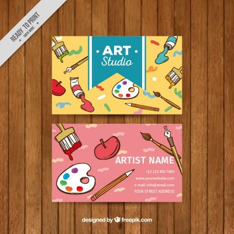 Art Studio Business Card, Art Business Cards Ideas, Art Business Cards Creative, Art Business Ideas, Art Studio Logo, Artist Business Cards Design, Illustration Business Cards, Art Business Cards, Buisness Cards