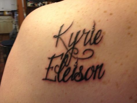 Kyrie Eleison is "Lord have mercy" in Latin. This is my second tattoo. Goodness And Mercy Tattoo, Mercy Tattoo Words, Mercy Thompson Tattoo, Even If Mercy Me Lyrics, Even If Lyrics Mercy Me, Finger Tattoos, Tattoo Style, I Tattoo, Tattoo Quotes