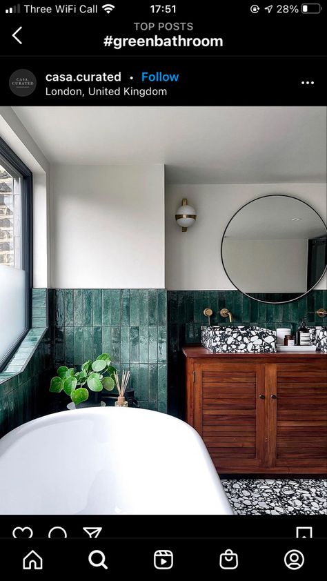 Wall Tiles Living Room, Small Half Bathroom, Green Tile Bathroom, Subway Tiles Bathroom, New House Bathroom, Eclectic Bathroom, Wall Tiles Design, Downstairs Toilet, Small Bathroom Makeover