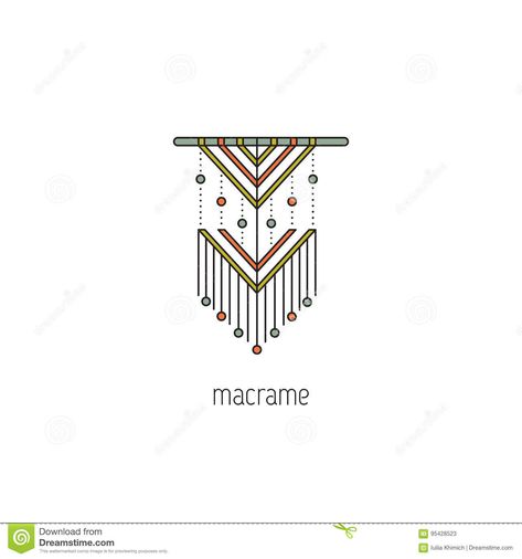 Macrame line icon stock vector. Illustration of hand - 95428523 Macrame Logo Ideas, Macrame Illustration, Logo Name Ideas, Macrame Logo, Hand Icon, Boho Logo Design, Loop Knot, Handmade Logo, Boho Painting