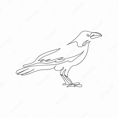 Raven Line Art Tattoo, Crow Line Tattoo, Minimalist Crow Tattoo, Kaz Brekker Tattoo, Crow Outline Tattoo, Crow Line Art, Simple Raven Tattoo, Raven Line Art, Small Raven Tattoo