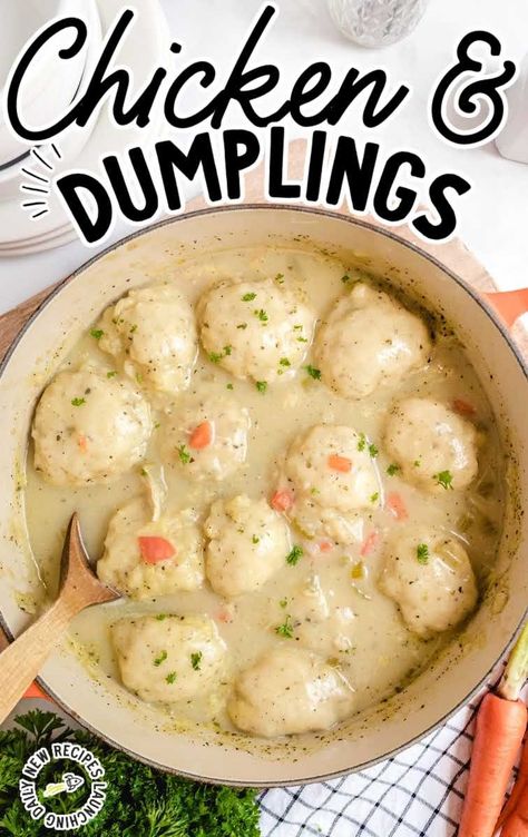 Easy Chicken and Dumplings Recipe - Spaceships and Laser Beams Best Chicken And Dumplings Recipe, Chicken And Dumplin Recipe, Dumplin Recipe, Best Chicken And Dumplings, Creamy Chicken And Dumplings, Chicken Dumplings Recipe, Chicken And Dumplings Recipe, Homemade Chicken And Dumplings, Cooked Chicken Recipes