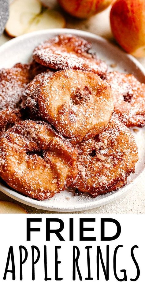 Apple Rings Recipe, Fried Apple Rings, Sliced Apple, Fried Apple, Breakfast Donuts, Pancakes Breakfast, Apple Rings, Apple Recipes Easy, Apple Dessert Recipes