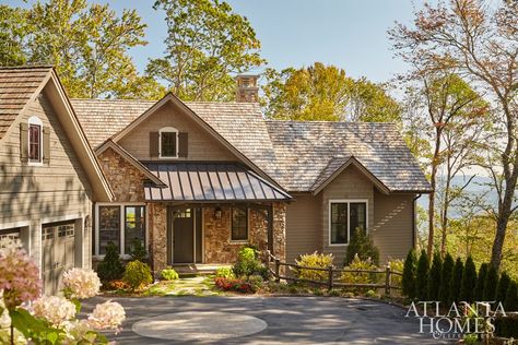 Cedar Shake And Stone House, Highlands North Carolina, Atlanta Homes And Lifestyles, Garage To Living Space, Cedar Shake Roof, Shingle House, Cedar Shake, Shake Roof, Cedar Shakes