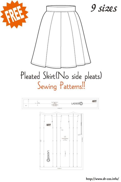 Pleat Skirt Pattern, Japanese Sewing Patterns, Skirt Patterns, Free Sewing Patterns, Diy Clothes Design, Japanese Sewing, Pleat Skirt, Patterns Sewing, Skirt Patterns Sewing