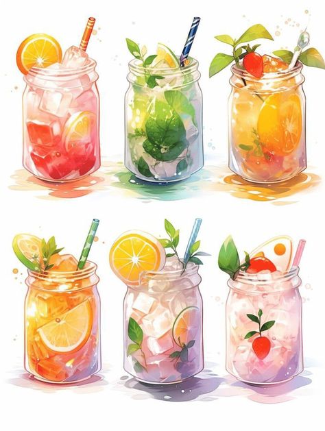 Chinese Drinks, Chinese Drink, Tea Chinese, Drink Art, 귀여운 음식 그림, Food Drawings, Foodie Art, Food Artwork, Kawaii Cooking