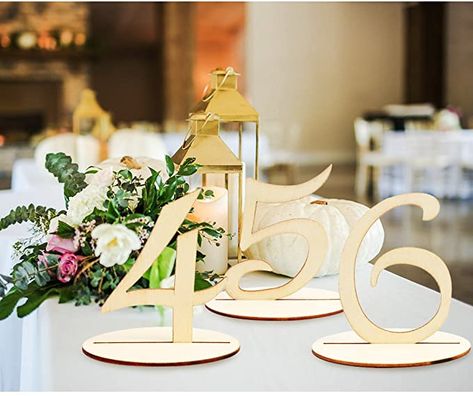 Creative Table Numbers Wedding, Creative Table Numbers, Small Wood Table, Table Numbers Wedding Elegant, Banquet Table Decorations, Wooden Table Numbers Wedding, Baby Shower Table Centerpieces, Fairy Woodland, Table Number Stands