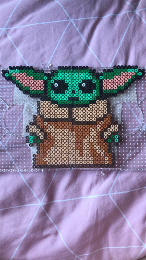 Perler Mandalorian, Baby Yoda Perler Beads, Ewok Perler Bead Pattern, Boba Fett Perler Beads Pattern, Star Wars Perler Bead Patterns Baby Yoda, Perler Bead Crafts, Beads Perler, Bead Templates, 3d Perler Bead