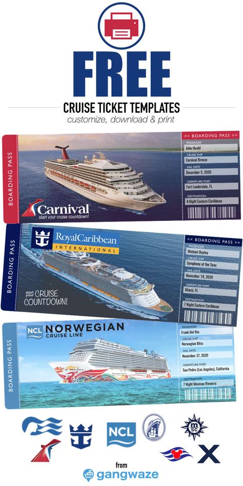 Download and print beautiful cruise tickets instantly. Our FREE Cruise Ticket Template tool lets you add your personalized info in seconds.   https://gangwaze.com/cruise-ticket-template Cruise Ship Boarding Pass Template, Cruise Tickets Surprise, Scrapbook Ideas For Cruise Vacation, Christmas Cruise Surprise, Cruise Boarding Pass Template Free, Cruise Invitation Ideas, Disney Cruise Ticket Printable Free, Cruise Printables Free, Cruise For Christmas Gift Ideas