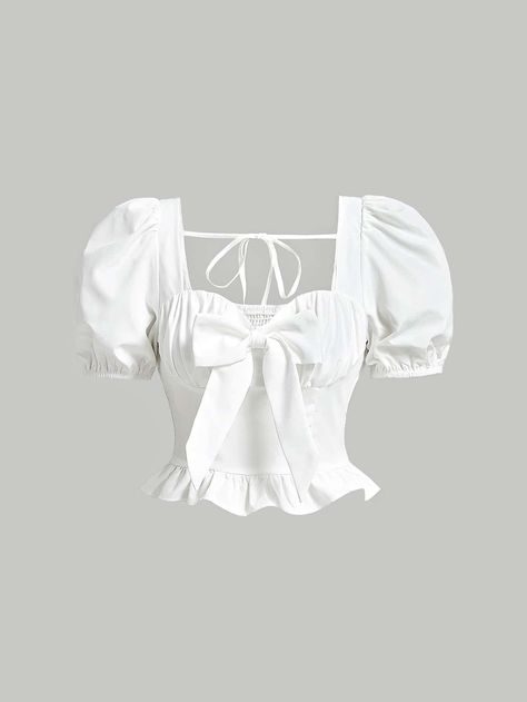 Cute Shein Clothes, Simple Tops For Women, Cute White Shirt, Cute White Tops, White Ruffle Top, White Blouses, Stylish Tops For Women, Mode Inspo, Fancy Outfits