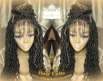 Goddess Faux Locs Wavy Black Blonde #topknotbun Lace with baby hairs Loc Wig, Dread Wig, Goddess Faux Locs, Black Dreads, Faux Loc, Wig Wavy, Poetic Justice Braids, Afro Twist, Twisted Hair