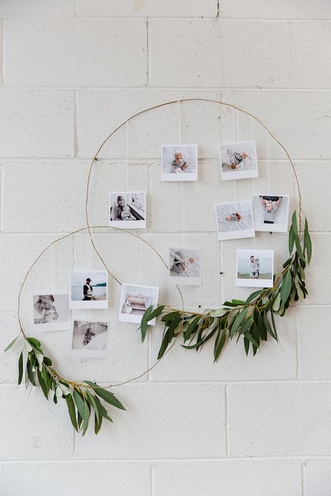 Photo wreaths from a Modern + Rustic 1st Birthday Party on Kara's Party Ideas | KarasPartyIdeas.com (21) Diy 1st Birthday Decorations, Australian Party, Photo Wreath, Birthday Deco, Birthday Sweets, 50th Birthday Party Decorations, Theme Nature, Woodland Birthday, 1st Birthday Decorations