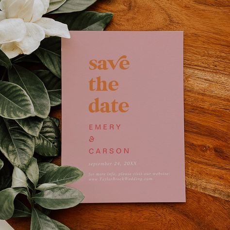 Colorful Save The Date, Pink And Orange Wedding, Orange And Pink Wedding, Brow Studio, Wedding Announcement Cards, Color Palette Pink, Rose Orange, Orange Wedding, Colorful Wedding