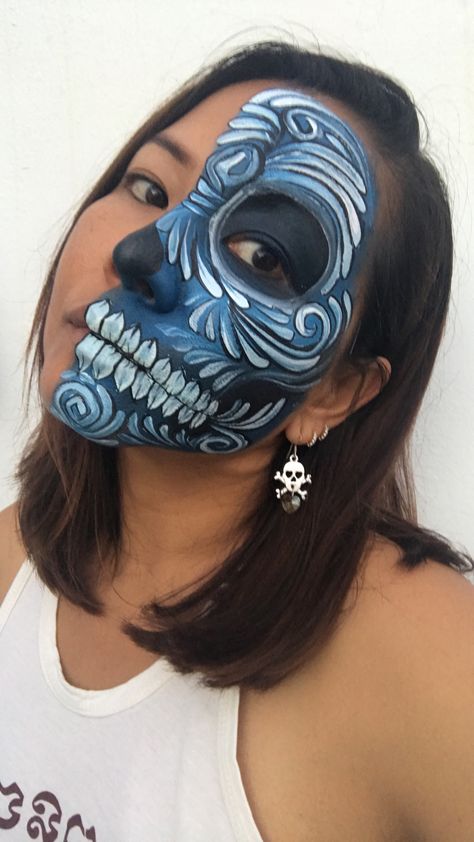 Easy Creepy Halloween Makeup, Face Art Makeup Paint Ideas, Scary Halloween Makeup Looks, Halloween Face Paint Ideas, Awesome Halloween Makeup, Scary Halloween Makeup, Skull Face Paint, Halloweenský Makeup, Dead Makeup