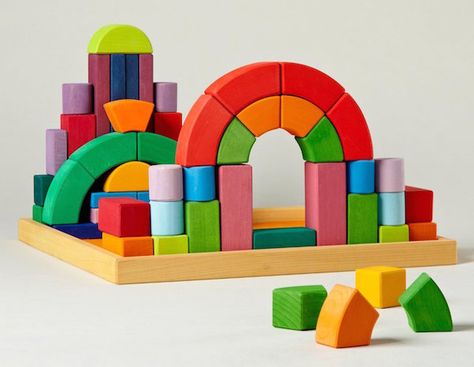 The Colorful Grimms Romanesque Building set is an amazing heirloom wooden block set if you want a really special gift for kids Building Blocks Design, Making Wooden Toys, Kids Blocks, Modern Toys, Land Of Nod, Kids Wood, Educational Toys For Kids, Puzzle Toys, All Toys