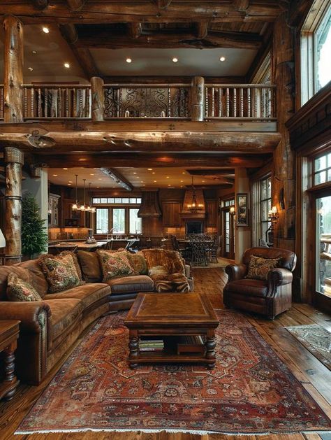 Attractive Log Cabins Mountain House Interior Living Room, Modern Log Cabin Living Room, Log Cabin Office, Log Cabin Homes Interior, Winter Mansion, Log Cabin Living Room, Mountain House Interior, Cabin Homes Interior, Modern Log Cabin