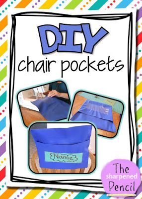 Classroom Chair Covers, Student Chair Pockets, School Chair Pockets, Seat Sacks, Pocket Ideas, Chair Pockets, Classroom Chair, Organized Classroom, Chair Back Covers