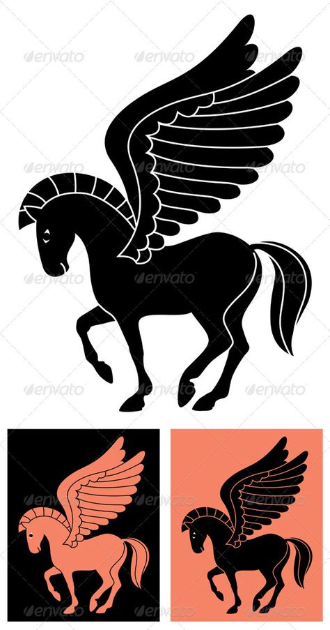 Decorative Pegasus Greek Drawing, Ancient Greece Art, Horse Vector, Greece Art, Ancient Greek Art, Winged Horse, Greek Pottery, Greek Vases, Greek Mythology Art