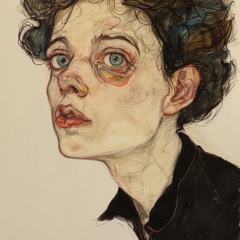 Drew self portraits as if Egon Schiele had drawn me👀 Egon Schiele Drawings, Art Alevel, A Level Art Sketchbook, Link Art, Egon Schiele, Expressionist Art, Expressionism Painting, A Level Art, Surreal Art