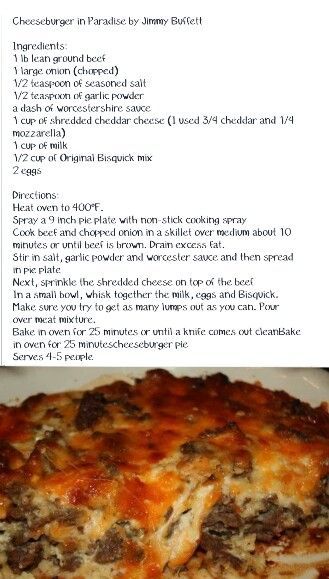 Pin by Landri McIntosh on Casseroles | Recipes, Bisquick recipes, Restaurant recipes Cheeseburger In Paradise, Hamburger Dishes, Jimmy Buffet, Bisquick Recipes, Beef Casserole Recipes, Cheese Burger, Hamburger Recipes, Jimmy Buffett, Beef Casserole