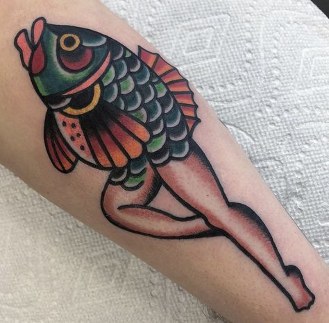 Vintage Mermaid Tattoo, Traditional Mermaid Tattoos, Traditional Shark Tattoo, Traditional Tattoo Drawings, Traditional Tattoo Old School, Sagittarius Tattoo, Traditional Tattoo Designs, Fish Tattoo, Traditional Tattoo Design