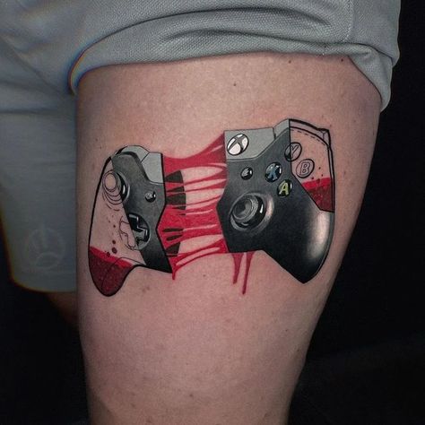 Xbox Controller Tattoo, Christian Best Friends, Controller Tattoo, Xbox Tattoo, Drawing Monsters, Matching Tattoos For Siblings, Black Drawing, Games Characters, Naruto Tattoo