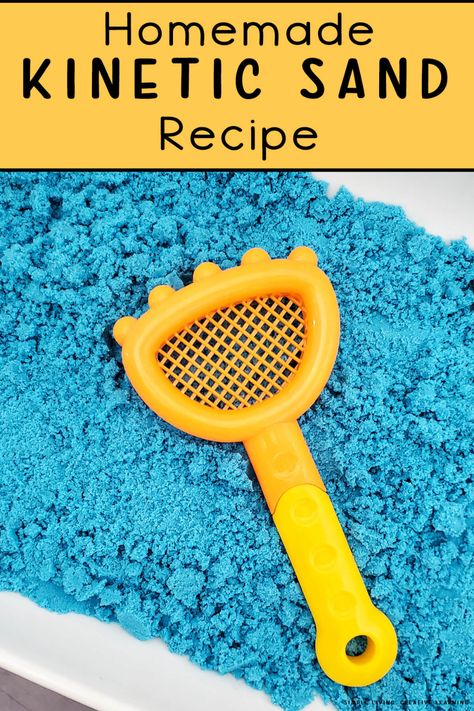 Create a fun and exciting sensory material at home, and save some money, with this DIY homemade kinetic sand recipe. Kinetic Sand Diy, Kinetic Sand Recipe, Homemade Sand, Homemade Kinetic Sand, Sand Diy, Sand Recipe, Diy Kinetic Sand, Sands Recipe, Study Craft