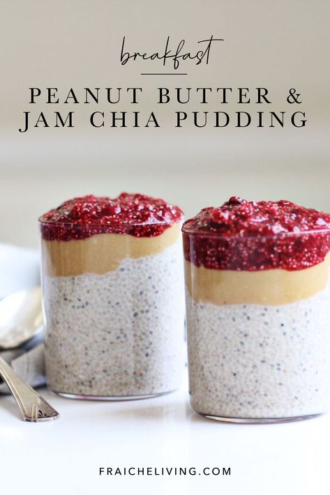 Peanut Butter And Jelly Chia Pudding, Almond Butter Chia Pudding, Chia Seed Pudding Peanut Butter, Chia Pudding Peanut Butter, November Dinners, Peanut Butter Chia Pudding, Bariatric Snacks, Protein Chia Pudding, Chef Lifestyle