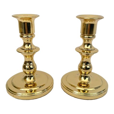 Baldwin lacquered brass candlesticks, set of two. These are 5 inches tall and would be a great accompaniment to any others that you may have. Heavy and well-made. Home Fragrance Accessories, Brass Candlestick, Brass Candle Holders, Brass Candle, Decor Guide, Brass Candlesticks, Candle Shop, Color Crystal, Fragrance Candle