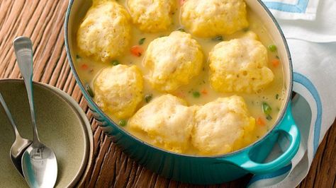 Nothing tops off beef stew or chicken and vegetables better than these two-ingredient dumplings! Bisquick Dumplings Recipe, Bisquick Dumplings, Drop Dumplings, Quick And Easy Sweet Treats, Make Dumplings, Stew And Dumplings, How To Make Dumplings, Bisquick Recipes, Dumplings Recipe