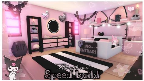 Goth Aesthetic House, Goth House Ideas, Pink Goth Aesthetic, Adopt Me Small House Ideas, 2000s Room, Goth House, Preppy House, Goth Houses, Blocksburg Room Ideas￼