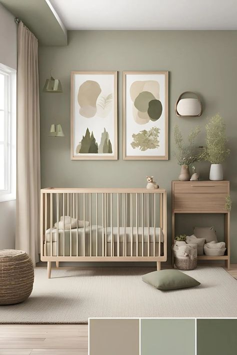 20 Timeless Neutral Nursery Ideas That Grow With Your Baby 5 White Beige Green Nursery, Neutral Calm Nursery, Dusty Rose Sage Green Nursery, Olive Green And Cream Nursery, Woodland Nursery Ideas Gender Neutral, Gender Neutral Nursery Gray Walls, Neutral Nursery Furniture, Neutral Green Nursery Ideas, Green Wood Nursery