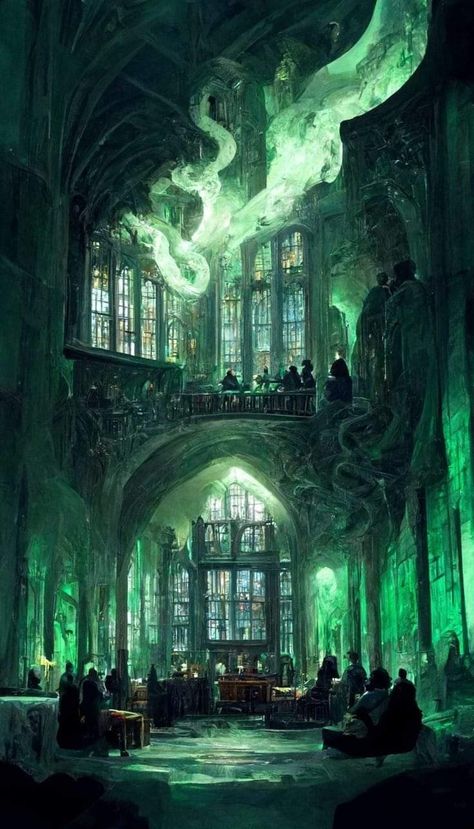 Slytherin Castle, Veela Harry Potter, Modern Fantasy Aesthetic, Fantasy Door, Slytherin Wallpaper, Harry Potter Background, Harry Potter Illustrations, Buku Harry Potter, Images Harry Potter