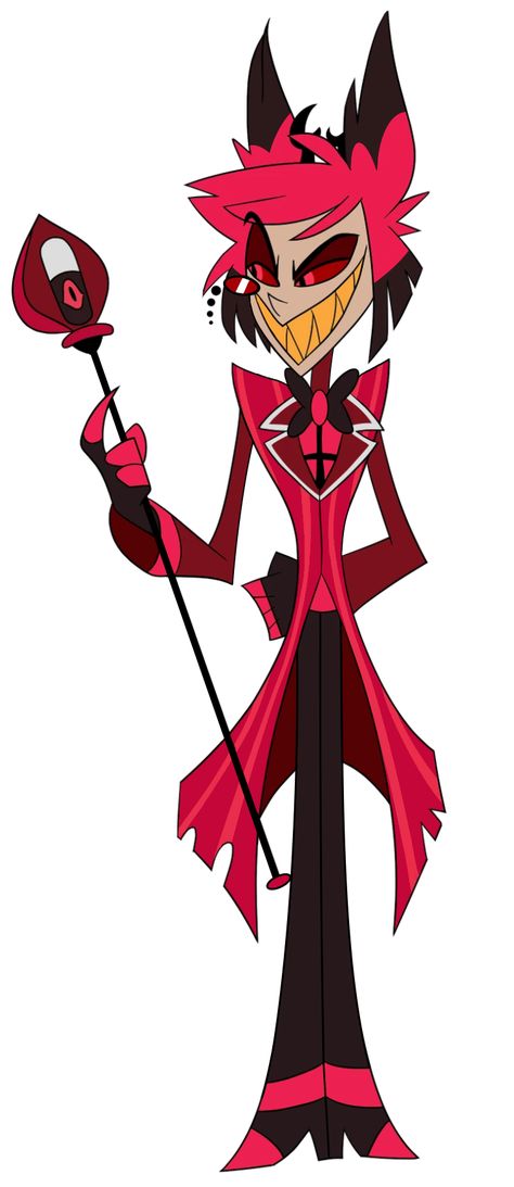 Alastor, also known as The Radio Demon, is a sinner demon and one of the many powerful Overlords of Hell. He is one of the main protagonists of Hazbin Hotel. He is the wickedly charismatic demon who has offered to assist Charlie Morningstar in her endeavors, albeit, for his own amusement. Alastor is a slim, dapper sinner demon with beige-colored skin, and usually has a broad smile full of sharp, yellow teeth. He is at around the same height as his rival, Vox, with the two standing at ... Dark Red Suit, The Radio Demon, Black Antlers, Radio Demon, Yellow Teeth, Red Shirt Dress, Jaclyn Hill Palette, Alastor Hazbin Hotel, Red Marks