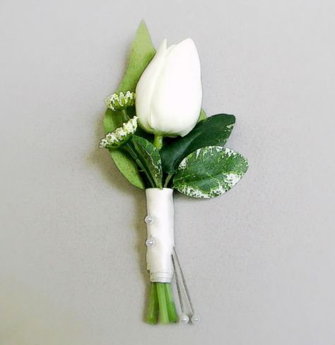 Christina Ficarola on Instagram: “Tulips, with their elegance and simplicity, are said to represent true love. White tulips specifically are thought to be a symbol of…” Small Wedding Bouquets, Wedding Flowers Tulips, Silk Tulips, Tulip Wedding, Groom Accessories, Queen Anne's Lace, Groom Boutonniere, Groom Groomsmen, Mom Wedding